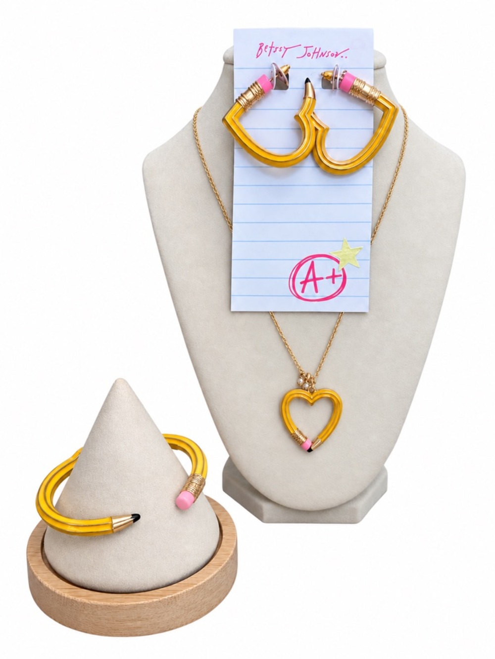 Betsey Johnson Best in Class Pencil Heart Jewelry 3-Piece Set — NWT + Gift Box